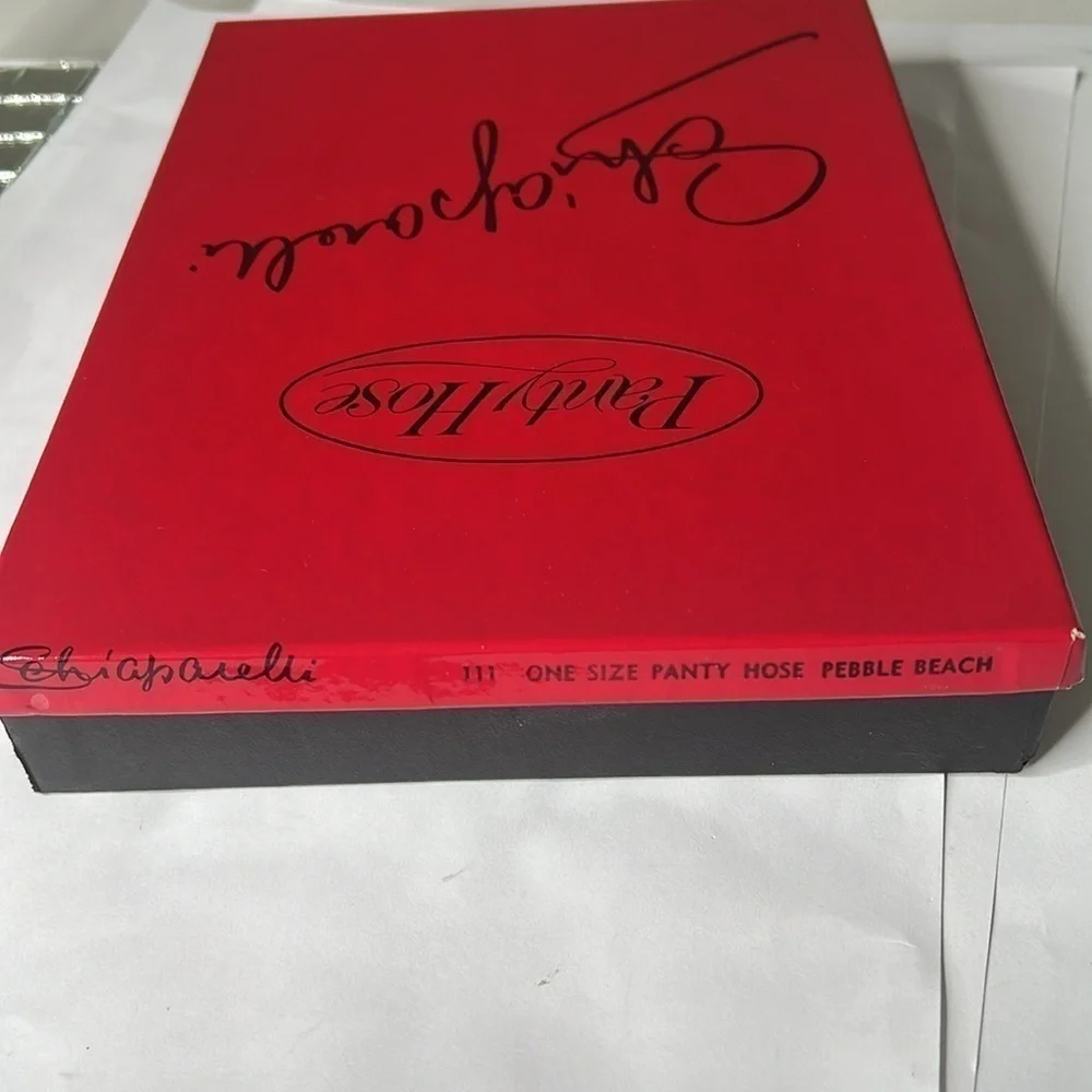 Vintage Schiaparelli 2 PAIR NEW Nylon Stockings in Original Box w Paper One Size